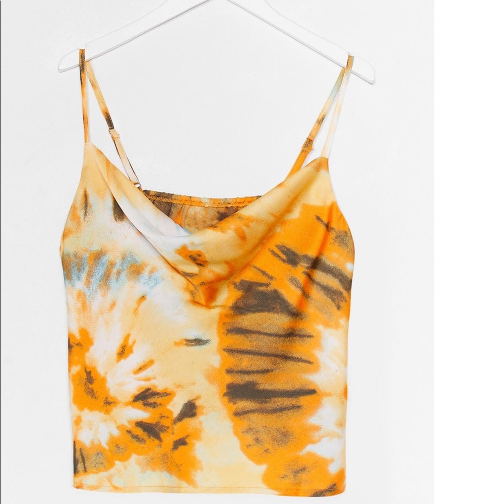 Tie Dye Cowl Neck Crop Top